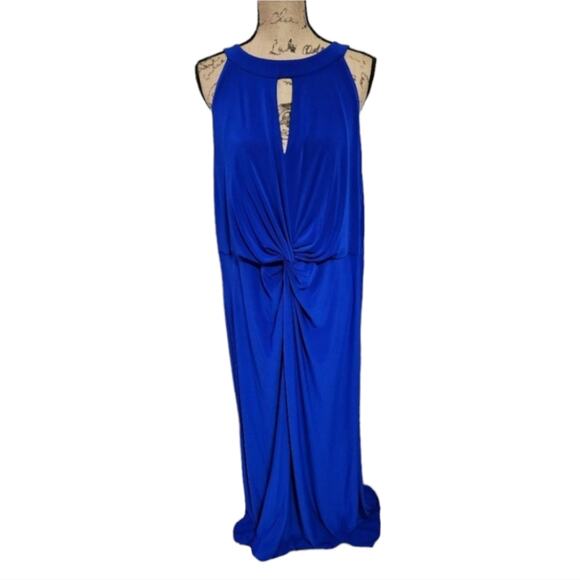 ELIZA J. Halter Keyhole Neck Sleeveless Twist front maxi royal blue Dres Plus 20 - Picture 5 of 7